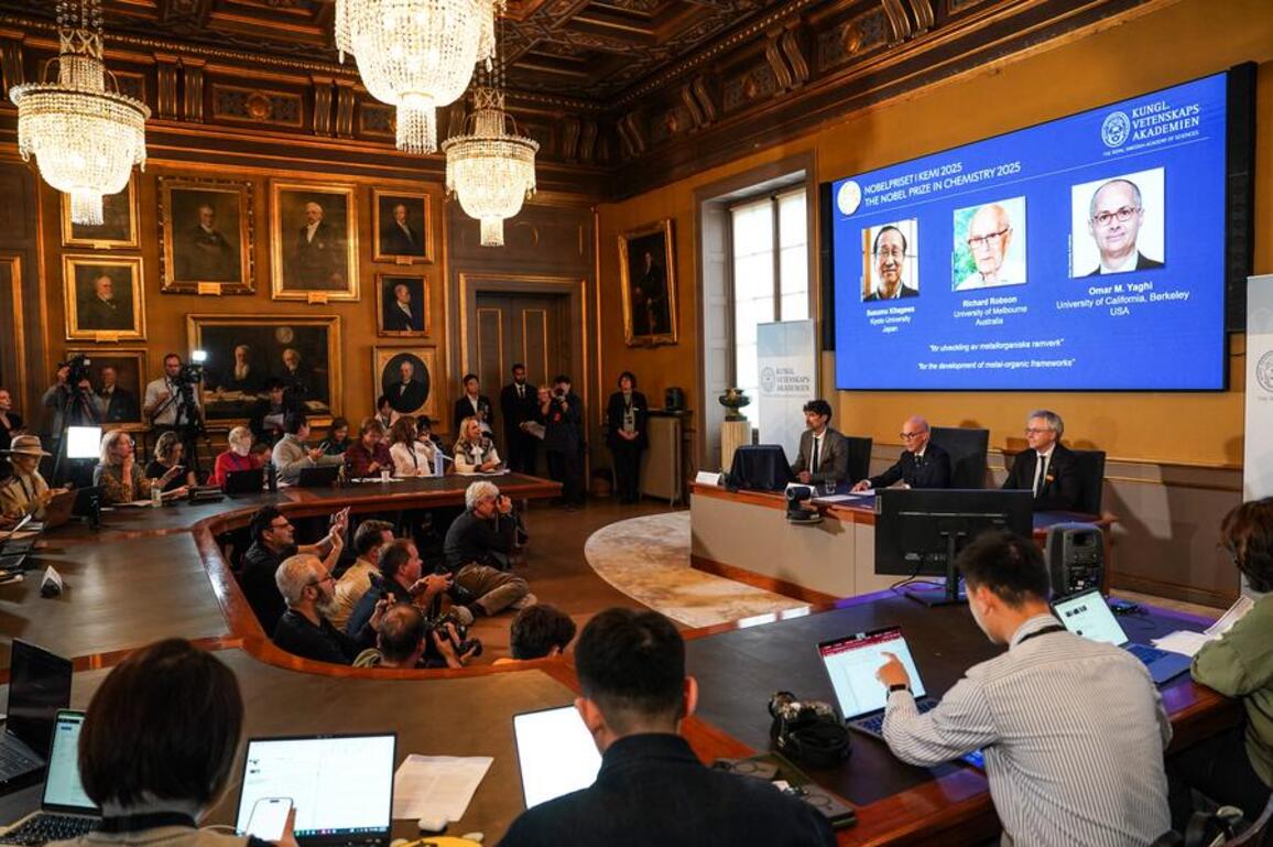 Trio win Nobel Prize in Chemistry for developing metal-organic frameworks