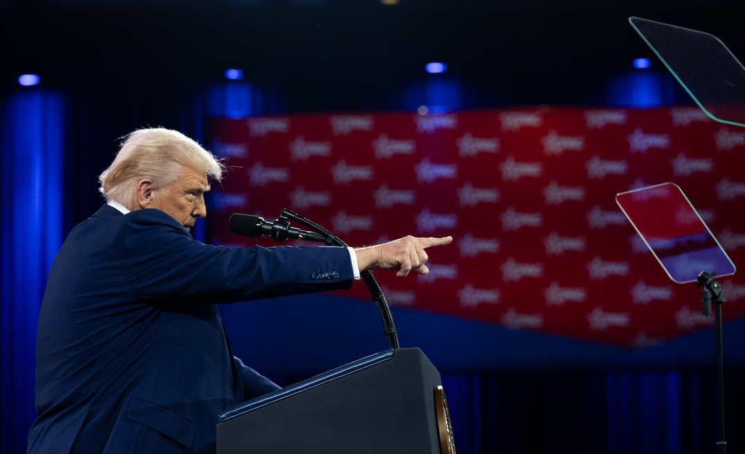 US President Donald Trump at CPAC in February 2025